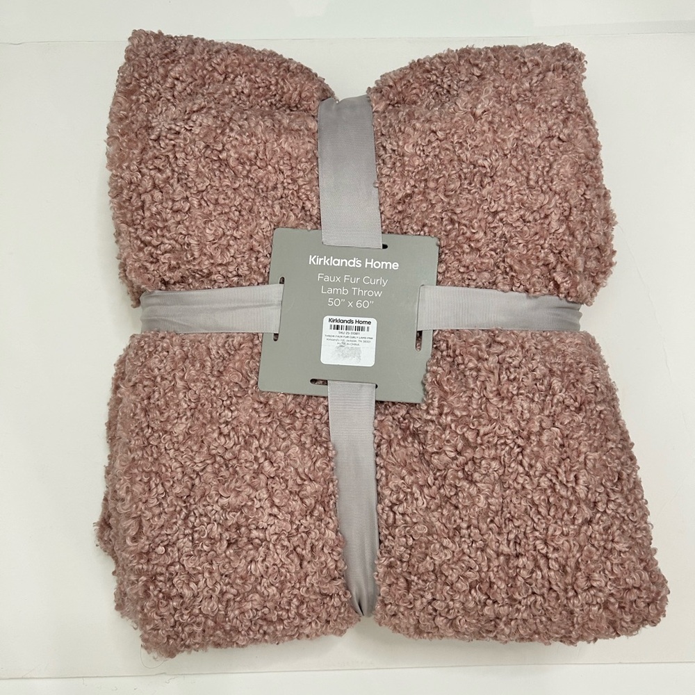 Kirkland's Home Faux Fur Curly Lamb Throw 50" x 60" New